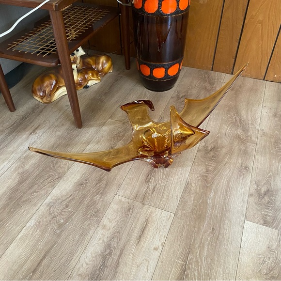 Vintage Large MCM Chalet amber Art glass - Picture 5 of 5